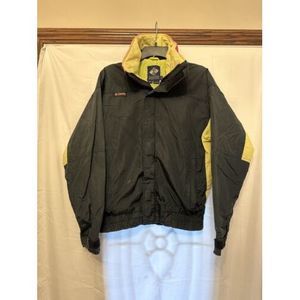Vintage 80s Columbia Bugaboo Black Neon Windbreaker Jacket Radial Sleeve Mens Sm